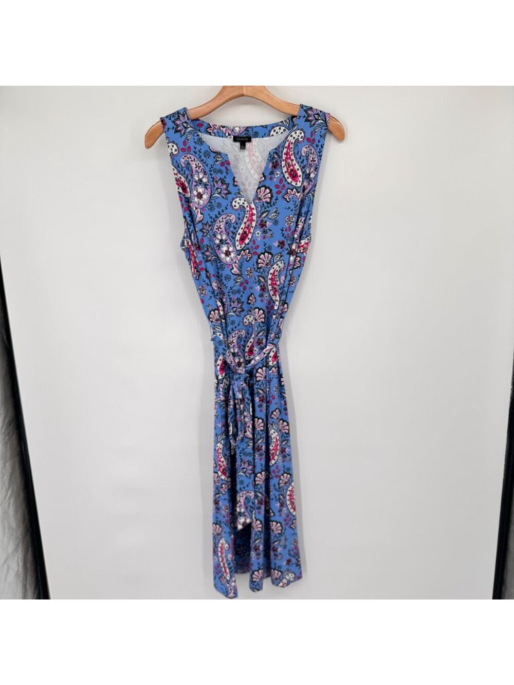 Talbots Effortless Jersey knit Tie Waist Midi Dress Seaside Paisley size large - Picture 5 of 13